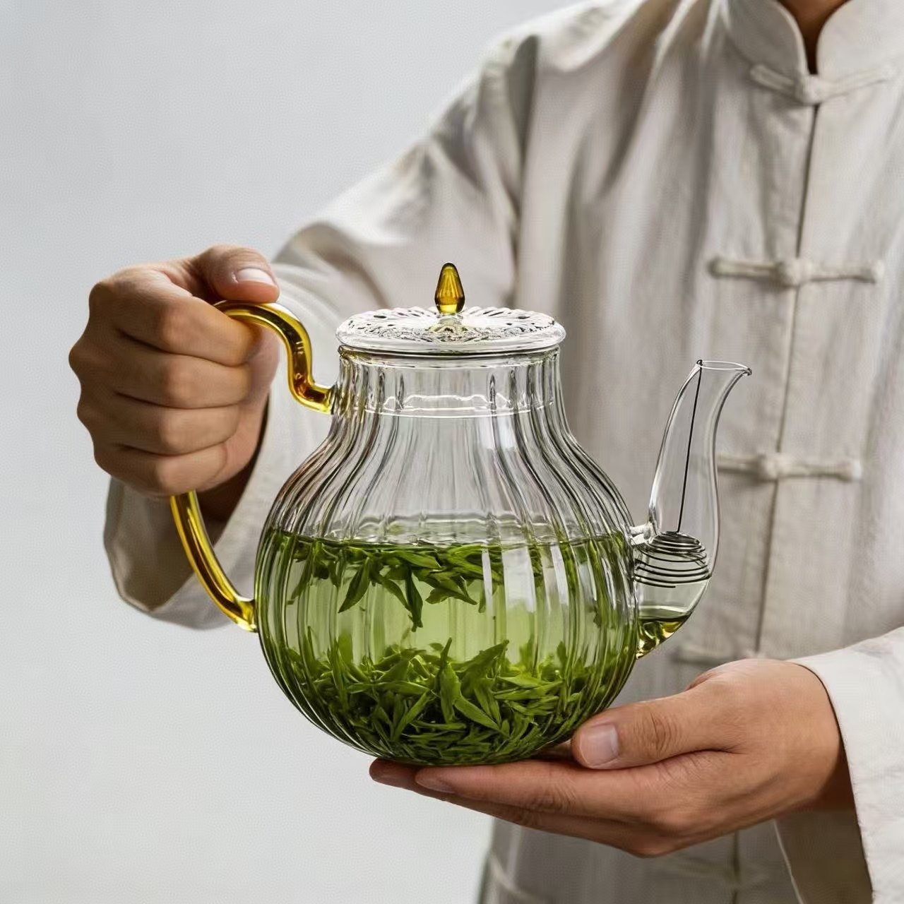 700ml Striped Glass Teapot Wit - Nettle Leaf Tea recension och pris